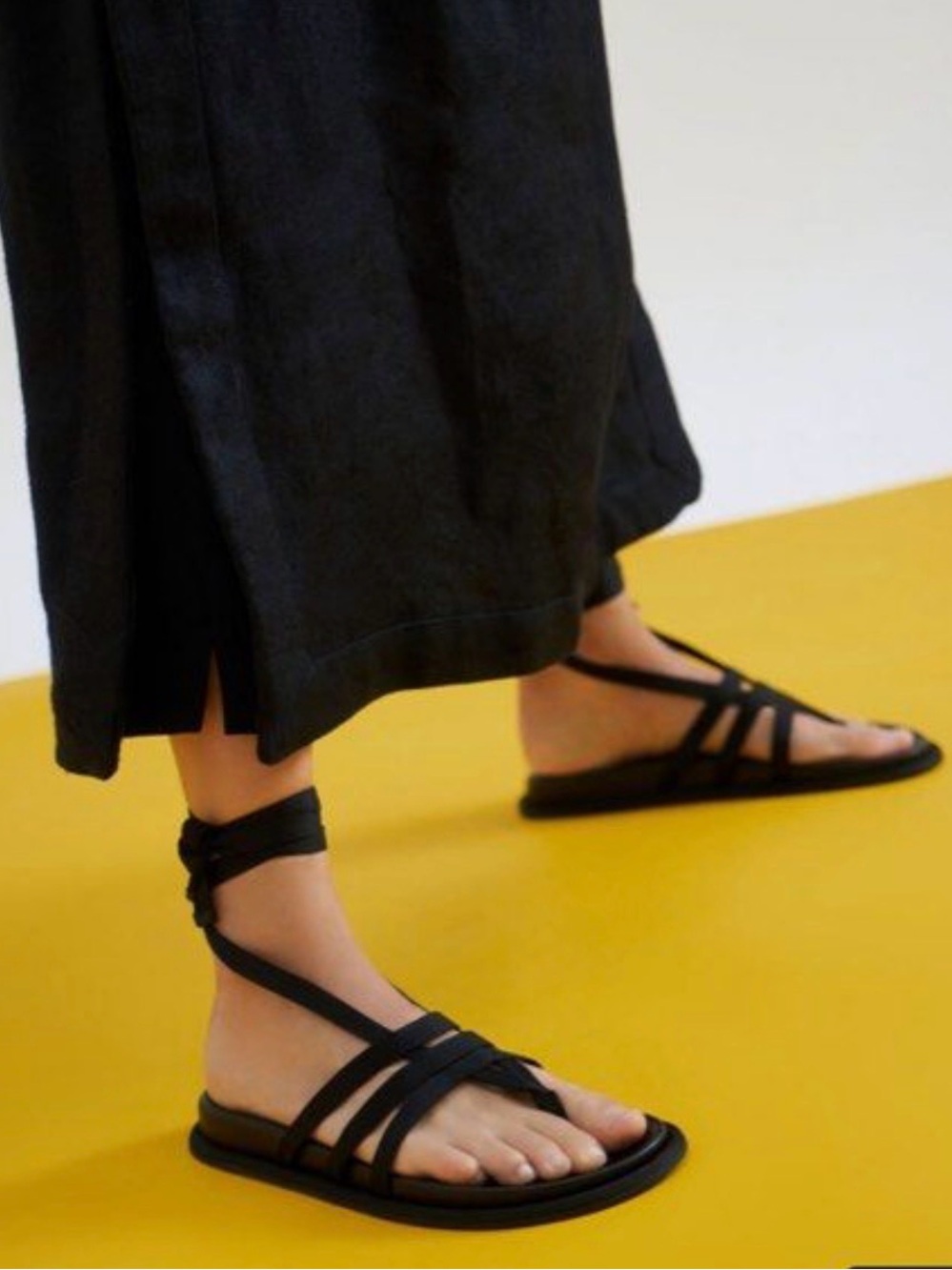 Charles & Keith Black Strappy Ankle Tie Sandals 38